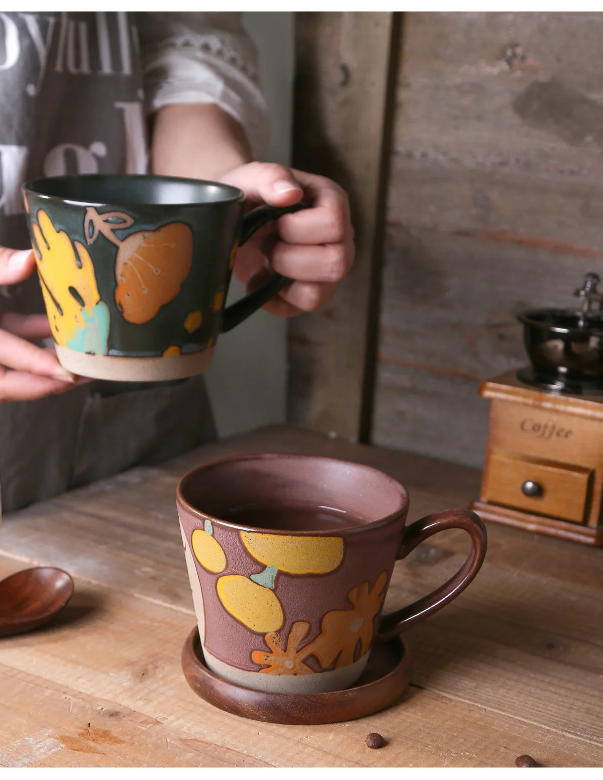 Hand-Painted Ceramic Coffee Mug – Rustic Artisan Pottery Style