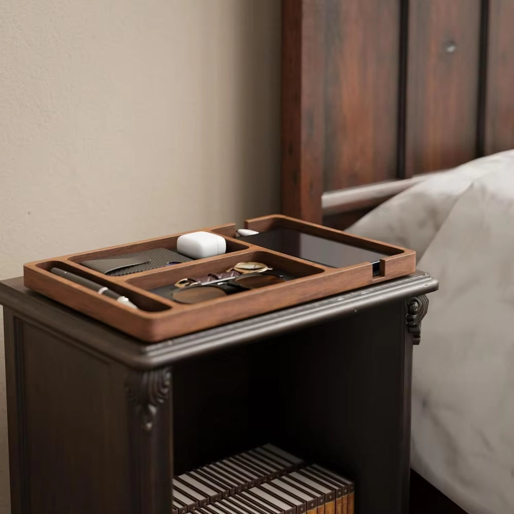Solid Wood Multi-Compartment Storage Organizer – Versatile Desktop Box