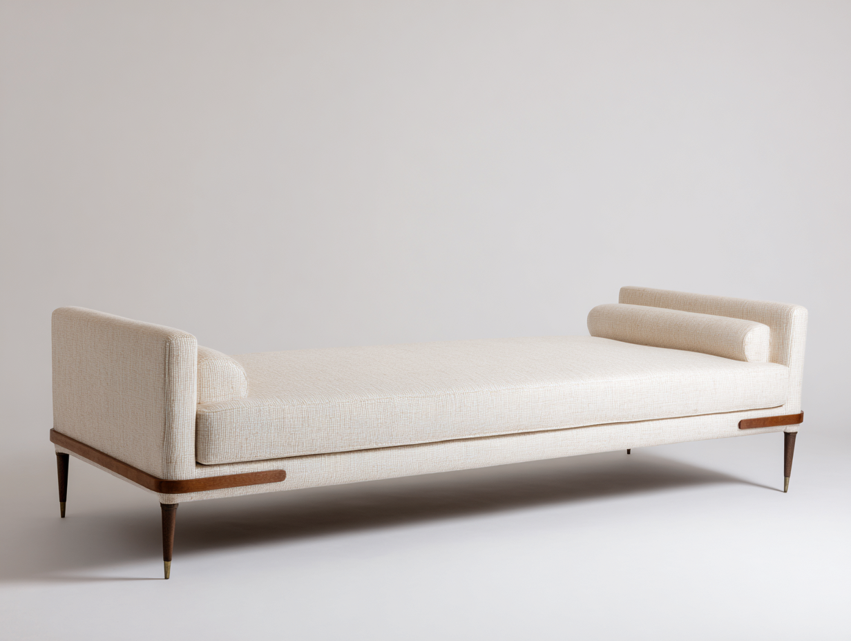 Sofá cama de día tapizado en tejido 205×82×72 cm - beige crema - diseño abierto para sala de estar-Fazeniadecor