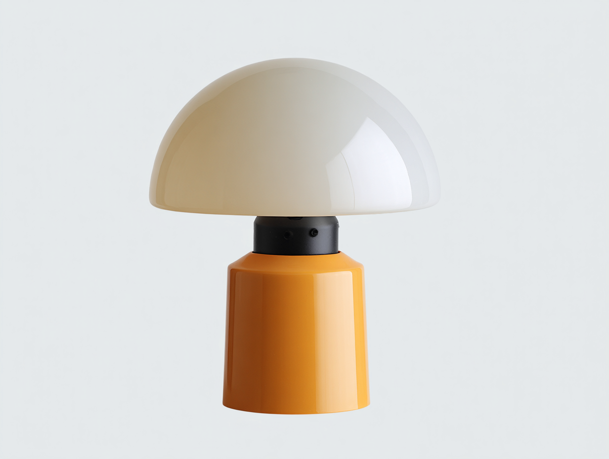 Lámpara de mesa de vidrio y metal 20×20×27 cm – blanco/naranja/negro – estilo contemporáneo para dormitorio-Fazeniadecor