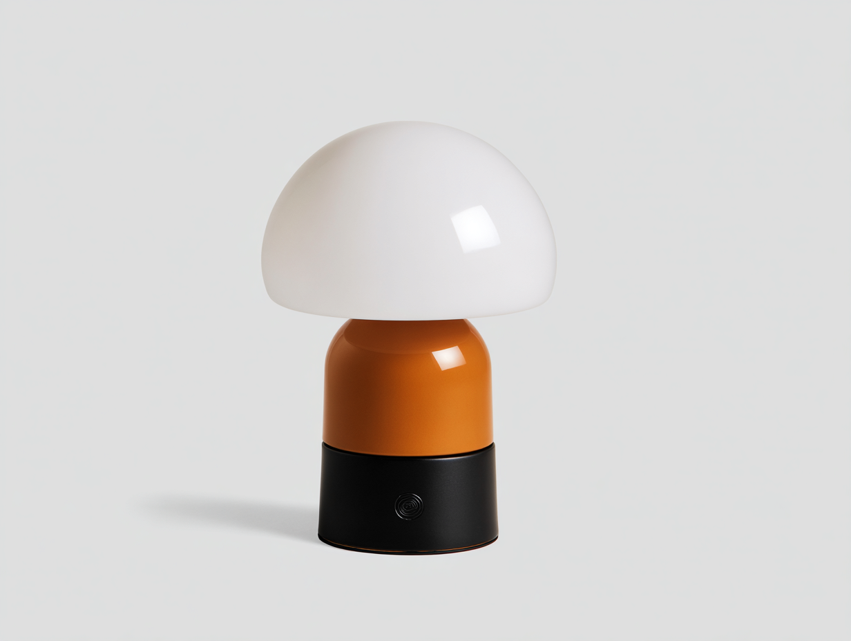 Lámpara de mesa de vidrio y metal 18×18×30 cm – blanco/naranja/negro – diseño decorativo para dormitorio-Fazeniadecor