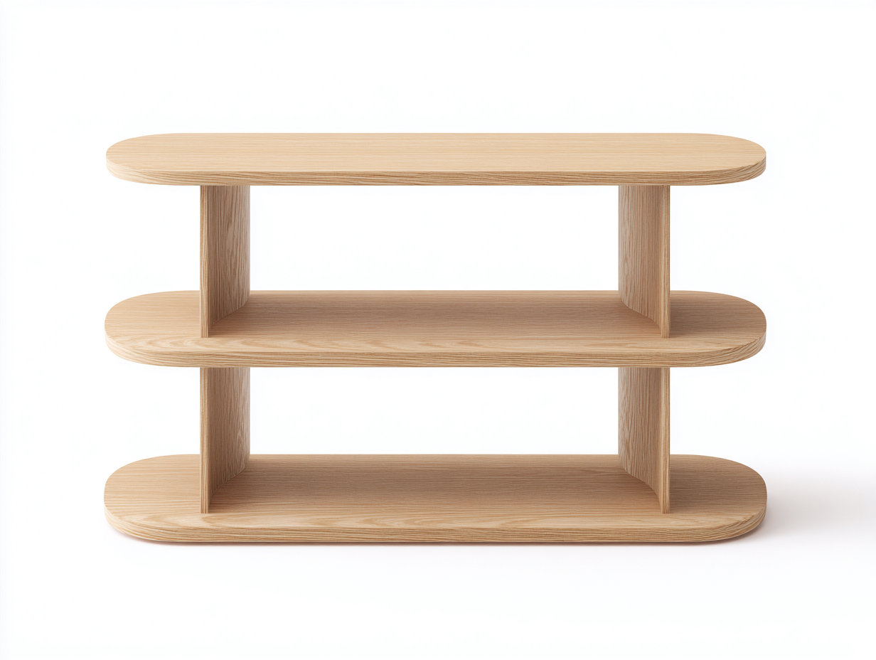 Consola de madera laminada 118×36×80 cm - madera clara - estructura abierta con estantes para sala de estar-Fazeniadecor