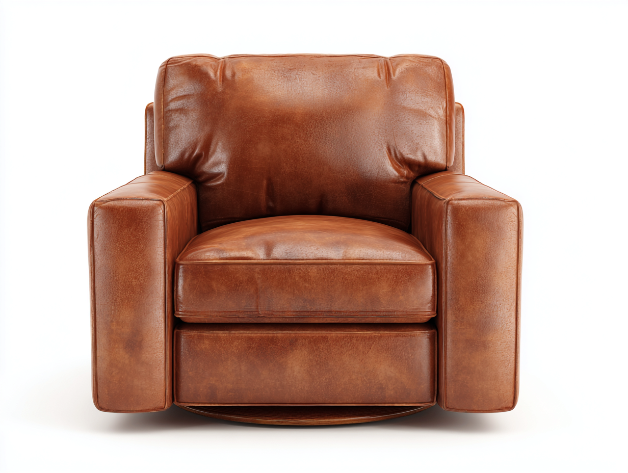 Sillón sofá de piel sintética 90×88×84 cm – marrón coñac – asiento acolchado giratorio para sala de estar-Fazeniadecor
