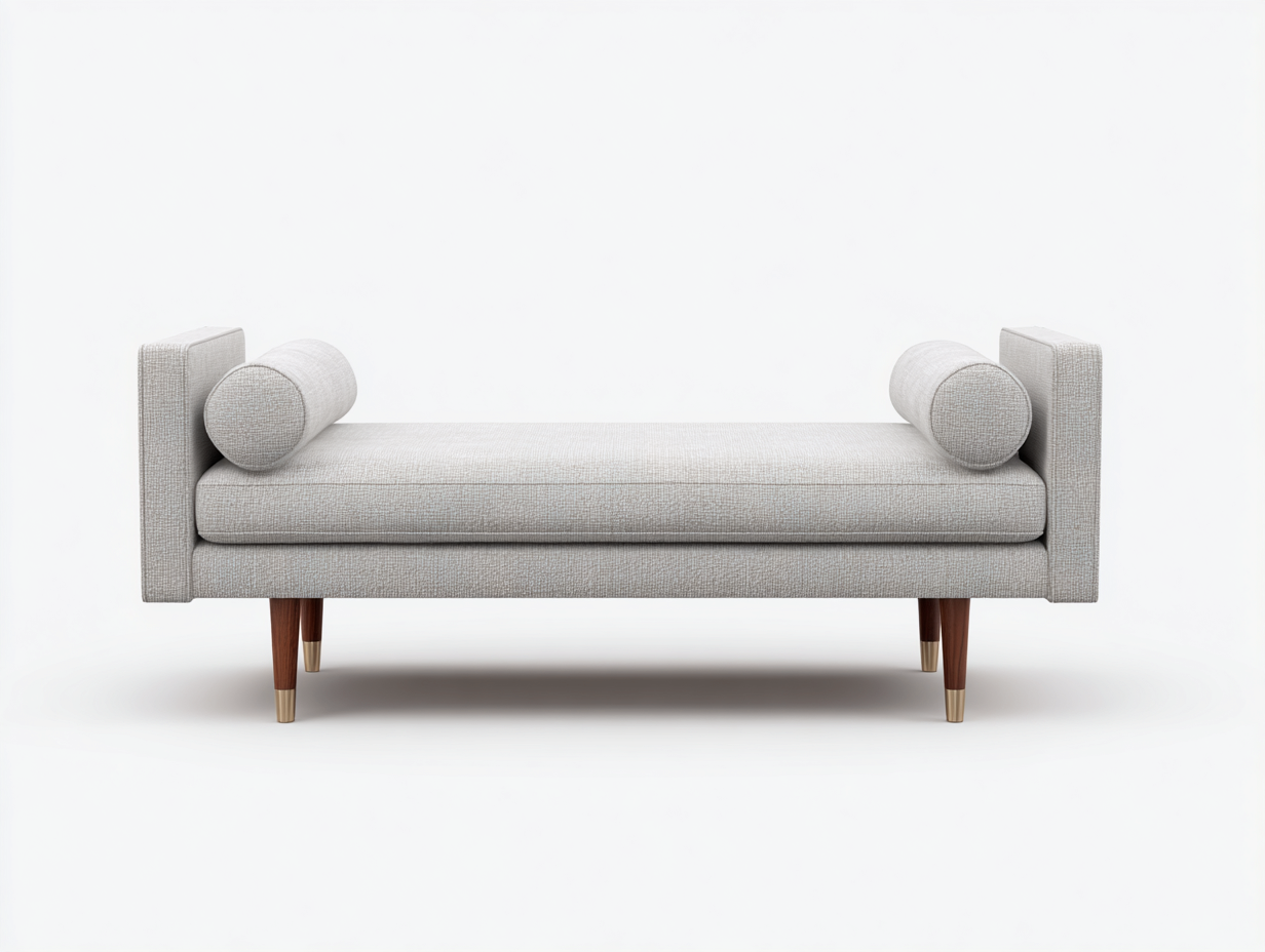 Sofá cama de día tapizado en tejido 200×78×67 cm – gris claro/marrón nogal – diseño elevado para sala de estar-Fazeniadecor