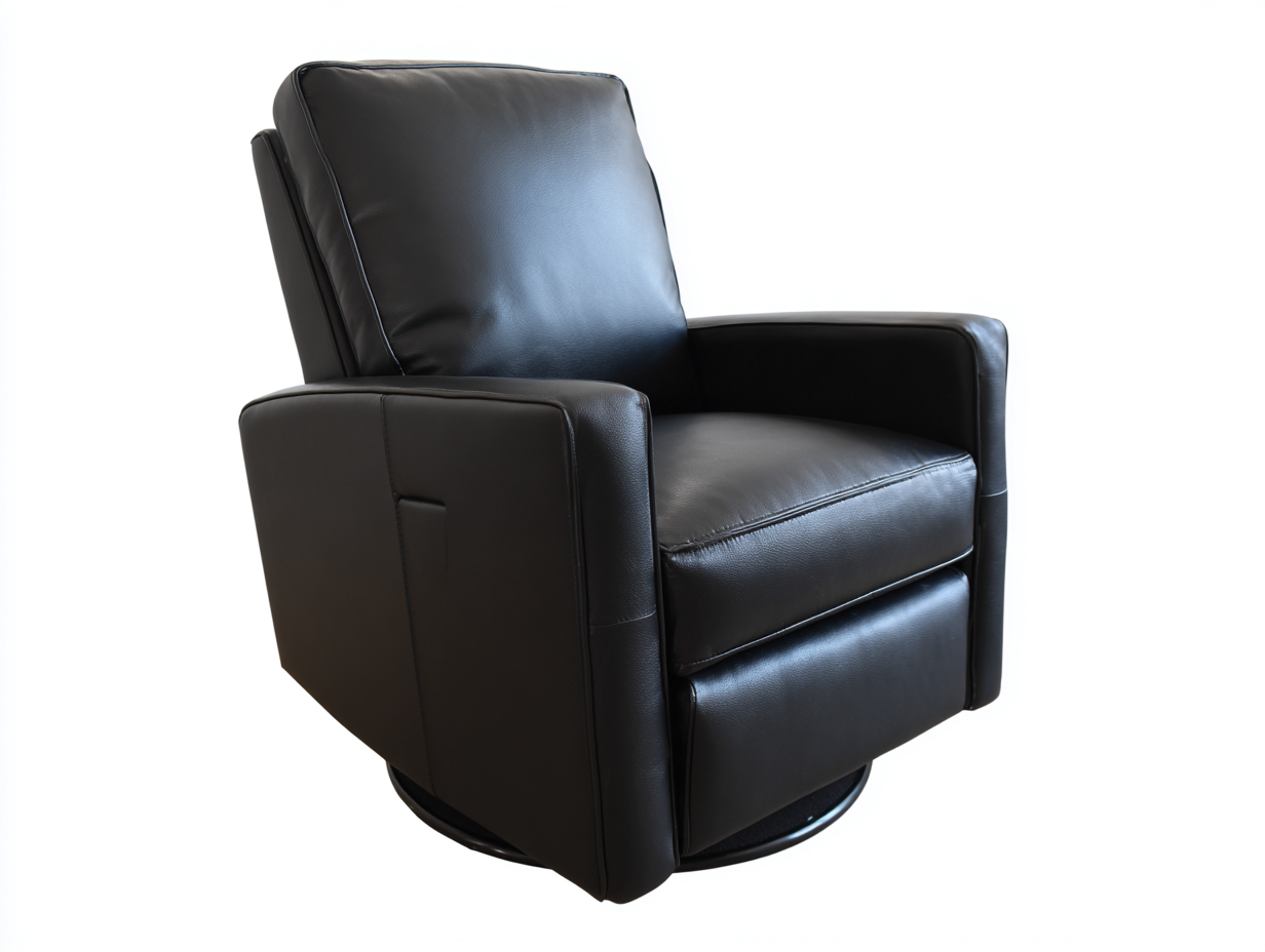 Sillón sofá de piel sintética 82×90×104 cm – negro – base giratoria y asiento acolchado para sala de estar-Fazeniadecor
