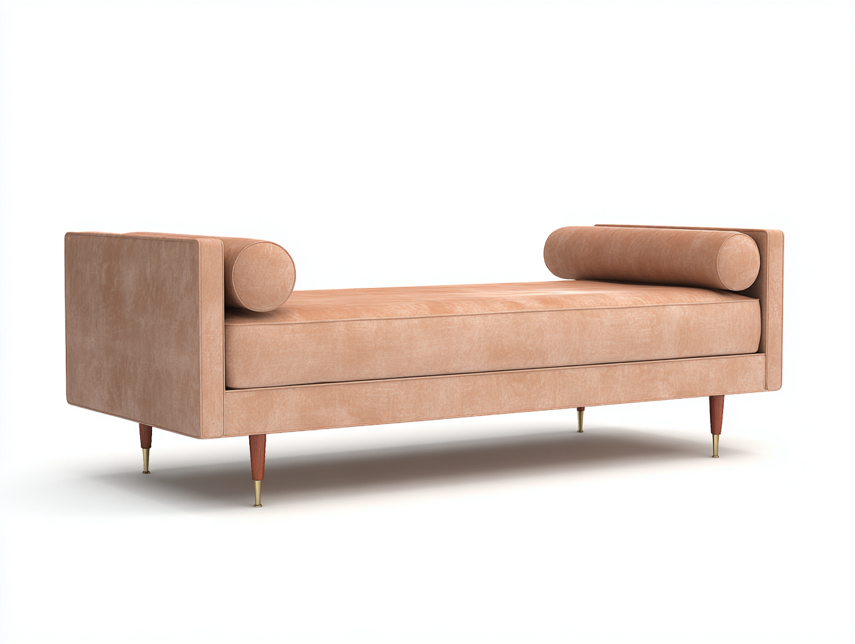 Sofá cama de día tapizado 190×79×71 cm – terracota/marrón nogal – diseño lineal con base elevada para sala de estar-Fazeniadecor