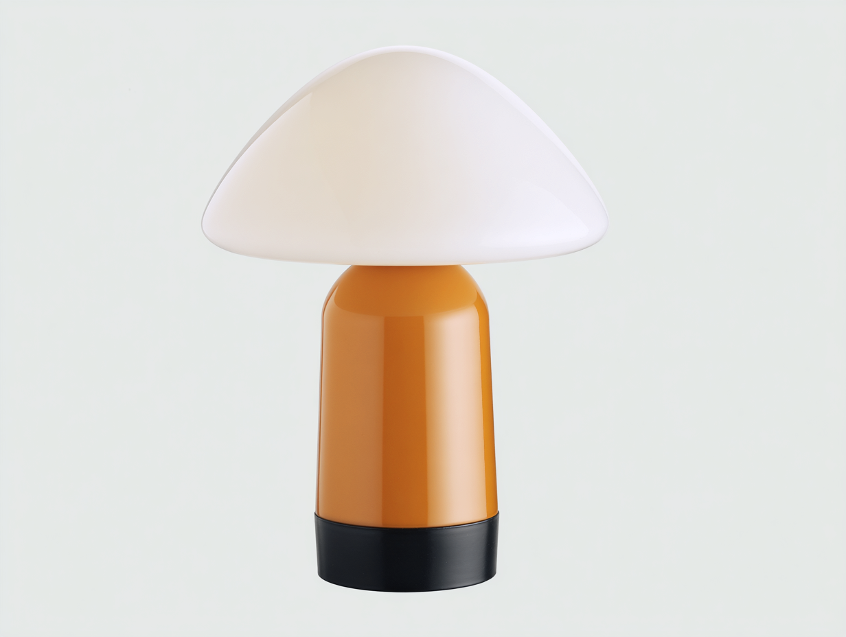 Lámpara de mesa de vidrio opalino y metal 29×29×41 cm – blanco/naranja/negro – diseño contemporáneo para dormitorio-Fazeniadecor