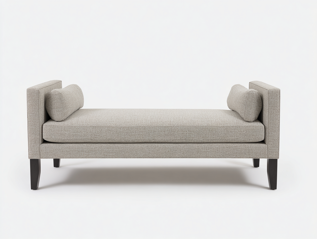 Sofá cama de día tapizado 198×80×68 cm – gris beige/negro – laterales rectos para sala de estar-Fazeniadecor
