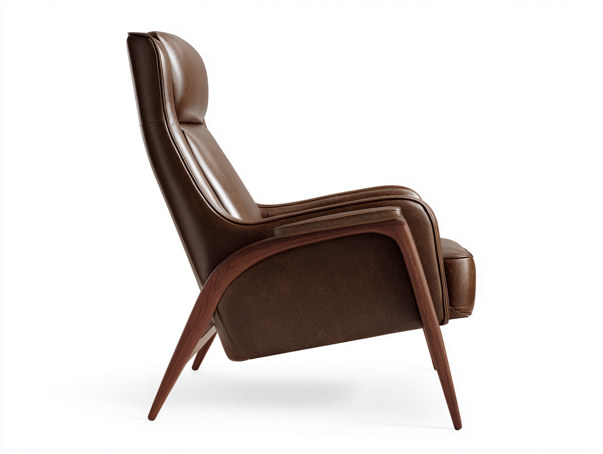 Sillón sofá tapizado efecto cuero y madera 79×90×108 cm - marrón oscuro - respaldo alto para sala de estar-Fazeniadecor