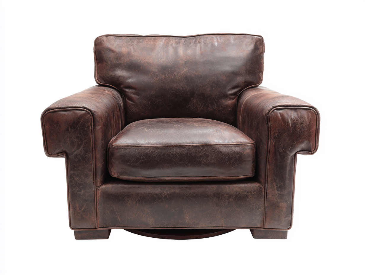 Sillón sofá tapizado en piel sintética 92×90×86 cm – marrón envejecido – base giratoria para sala de estar-Fazeniadecor