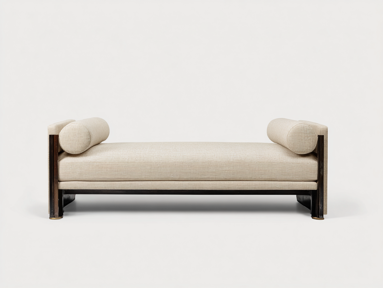 Sofá cama de día de tejido 188×76×64 cm – beige/marrón oscuro – estructura baja para sala de estar-Fazeniadecor