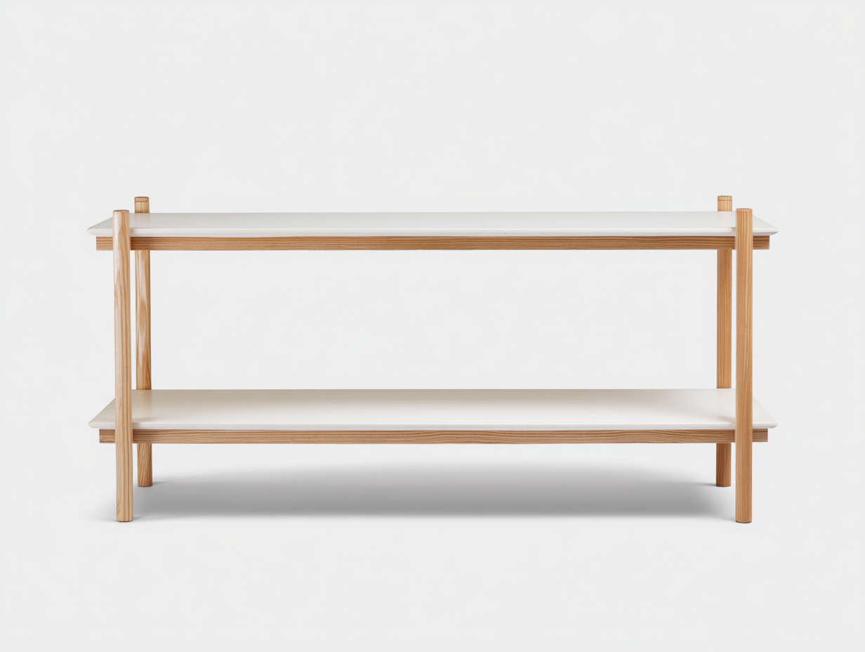 Consola de madera y tablero 120×36×78 cm – blanco roto/roble claro – estante inferior para sala de estar-Fazeniadecor