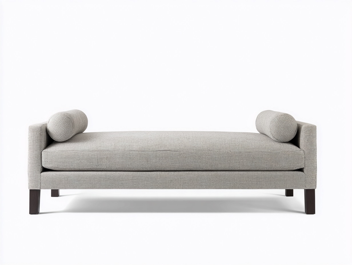 Sofá cama de día de tejido texturizado 185×78×62 cm – gris beige/marrón oscuro – estilo minimalista para sala de estar-Fazeniadecor