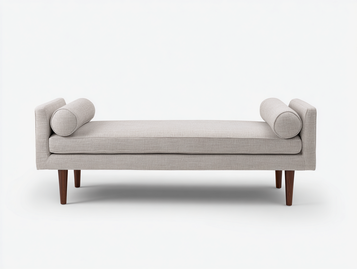 Sofá cama de día tapizado en tela 180×75×64 cm – beige claro/marrón nogal – diseño moderno para sala de estar-Fazeniadecor