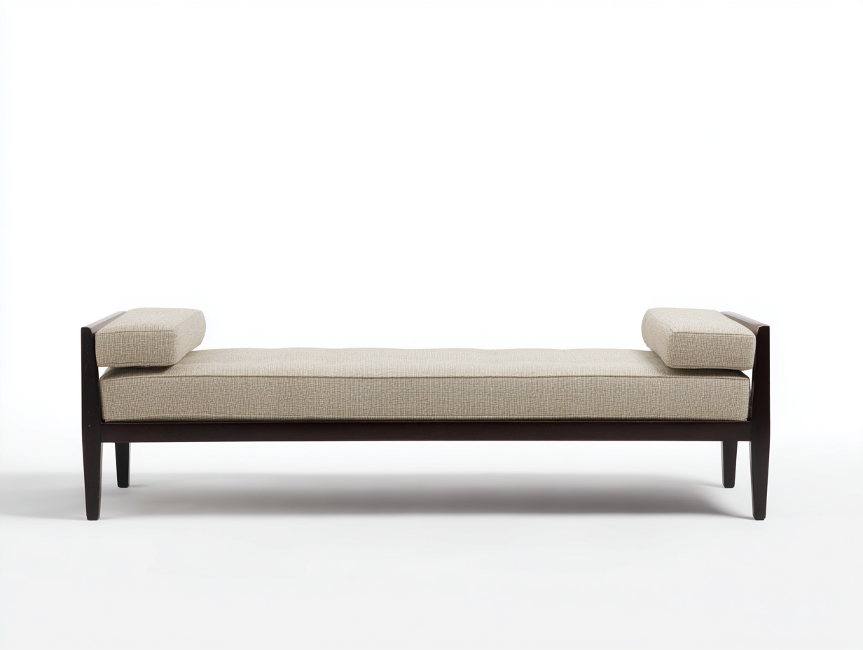 Sofá cama de día tapizado 196×77×68 cm – beige/marrón oscuro – estructura de madera elevada para sala de estar-Fazeniadecor