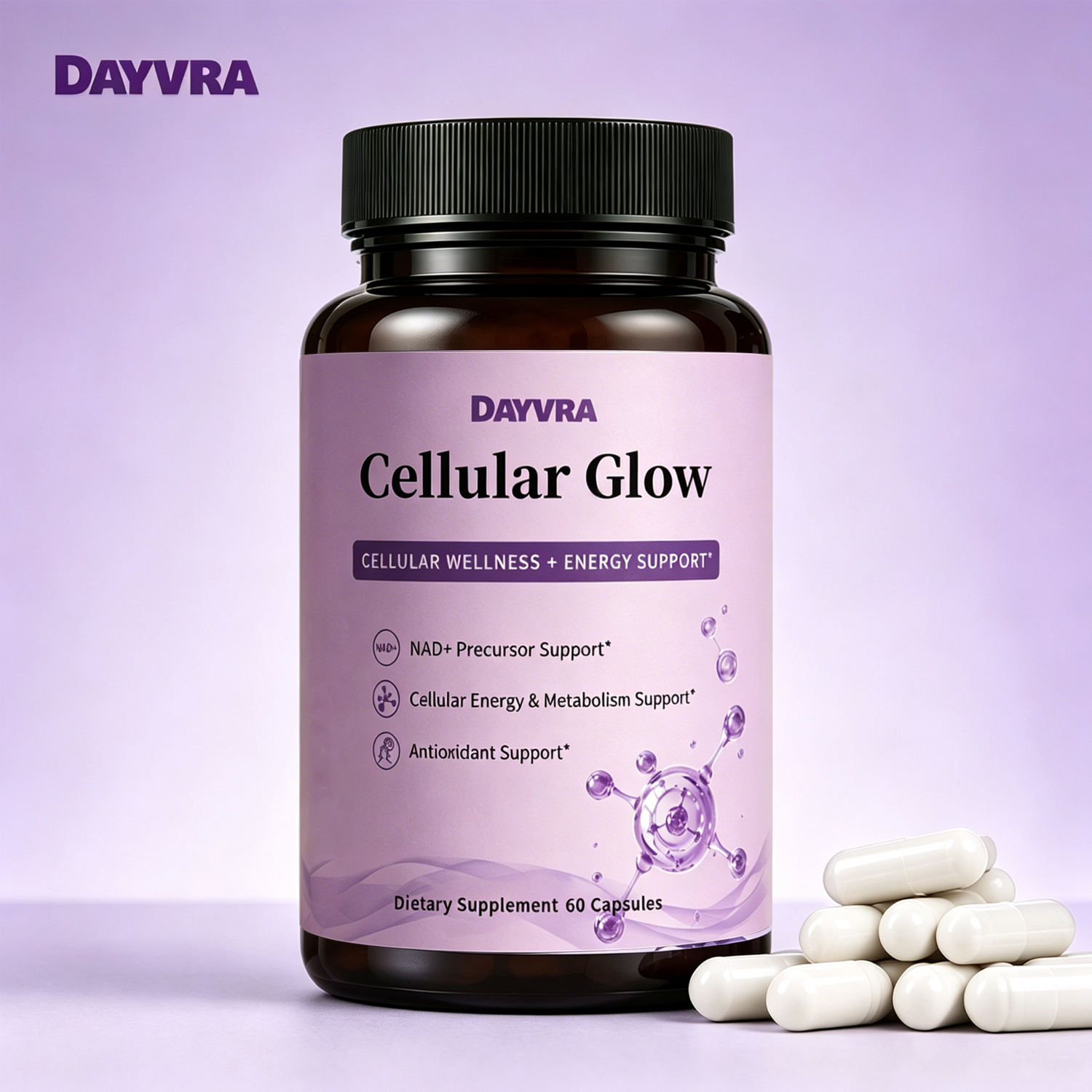 DAYVRA Cellular Glow | NMN & Resveratrol – 60 Capsules