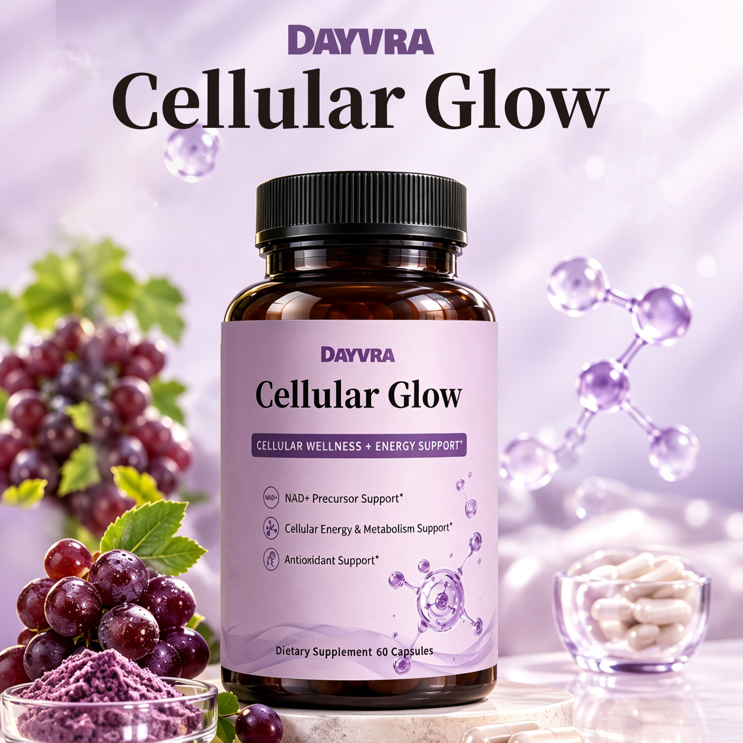 DAYVRA Cellular Glow | NMN & Resveratrol – 60 Capsules