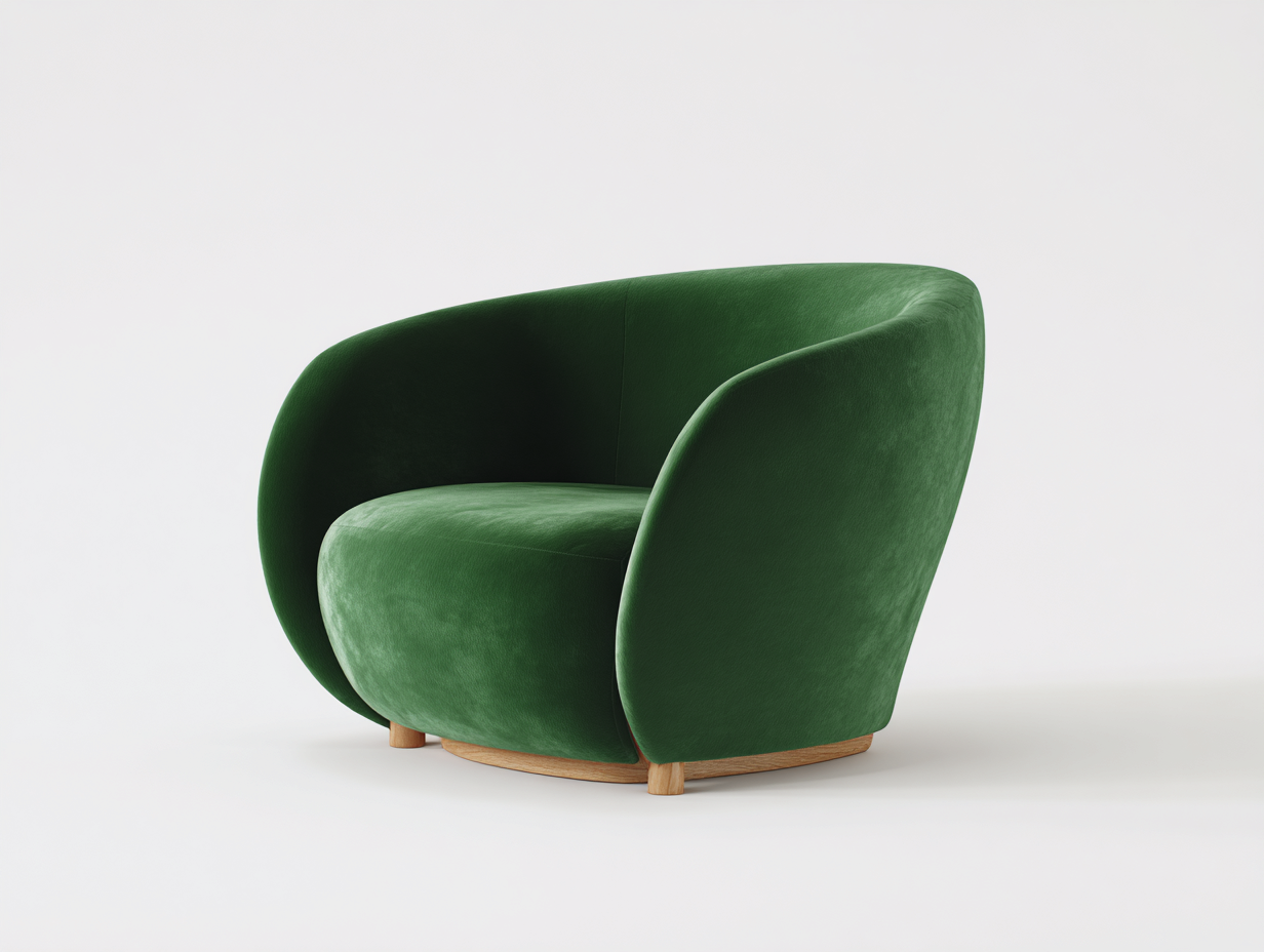 Sillón de tejido aterciopelado 92×88×78 cm - verde bosque/madera natural - diseño envolvente para sala de estar-Doluxystudio