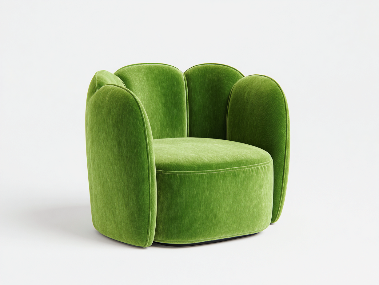 Sillón tapizado 88×84×80 cm – verde lima/negro – respaldo floral envolvente para sala de estar-Doluxystudio