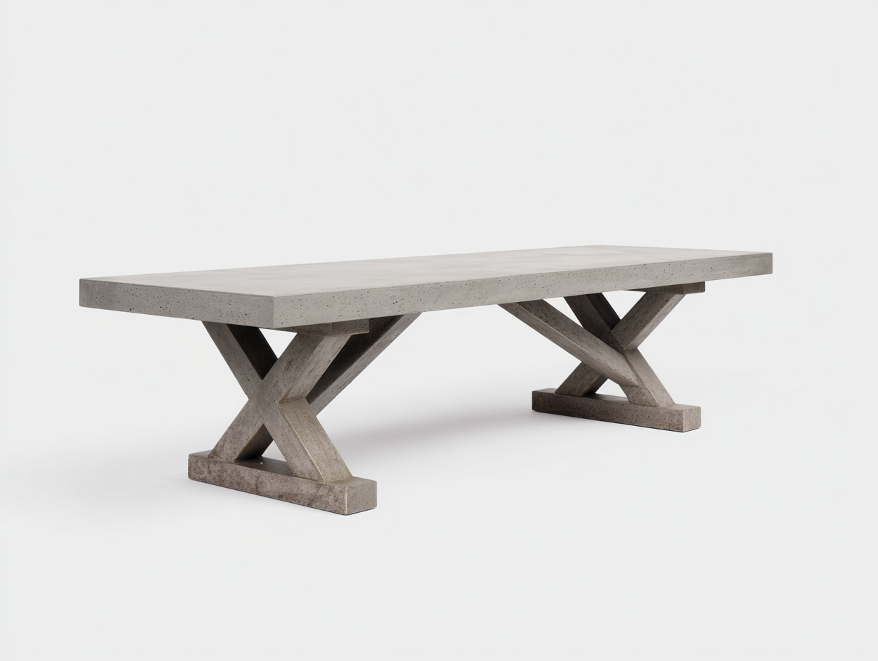 Mesa de comedor de composite mineral 220×100×76 cm - gris arena - diseño industrial para comedor-Doluxystudio