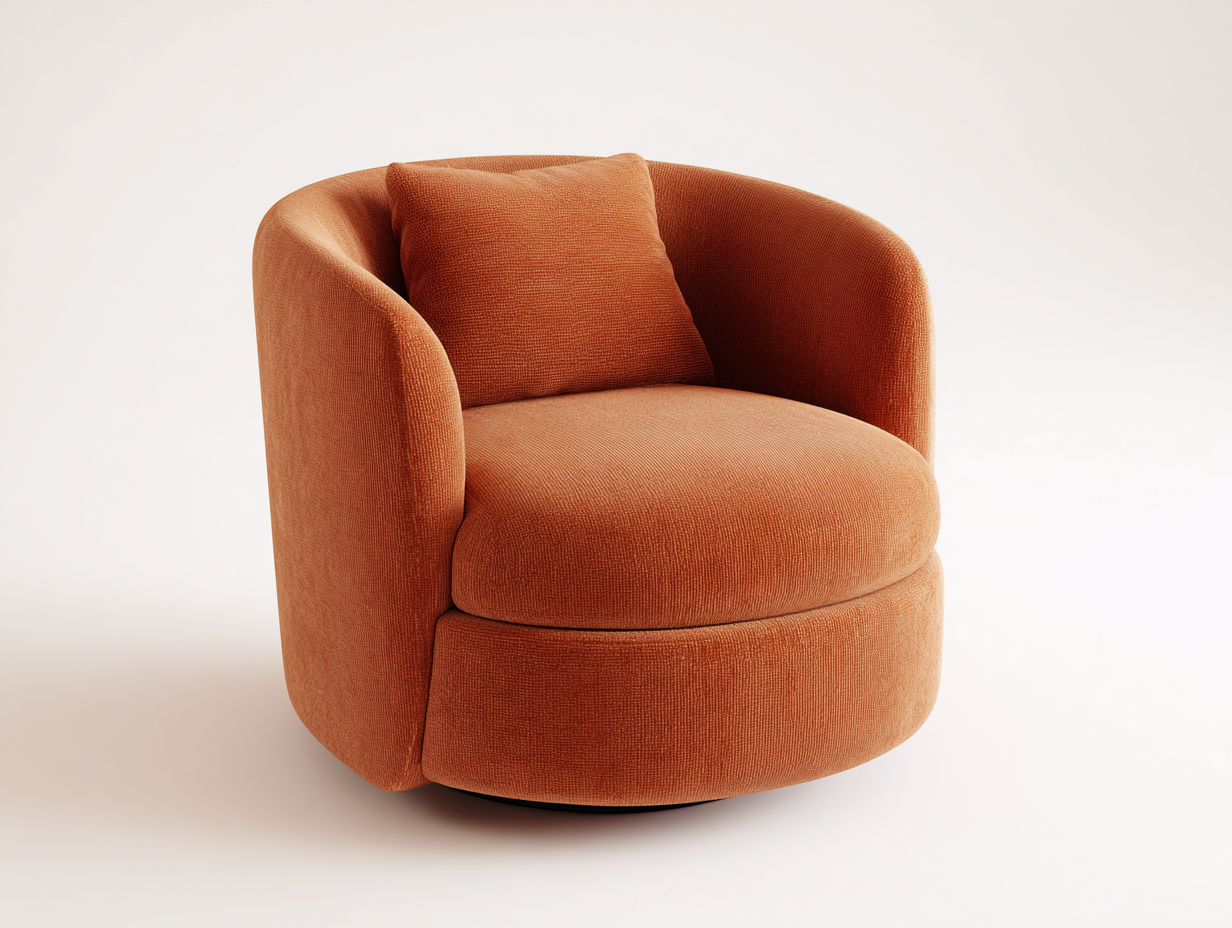 Sillón tapizado 92×88×78 cm – naranja terracota/negro – diseño envolvente de formas curvas para sala de estar-Doluxystudio