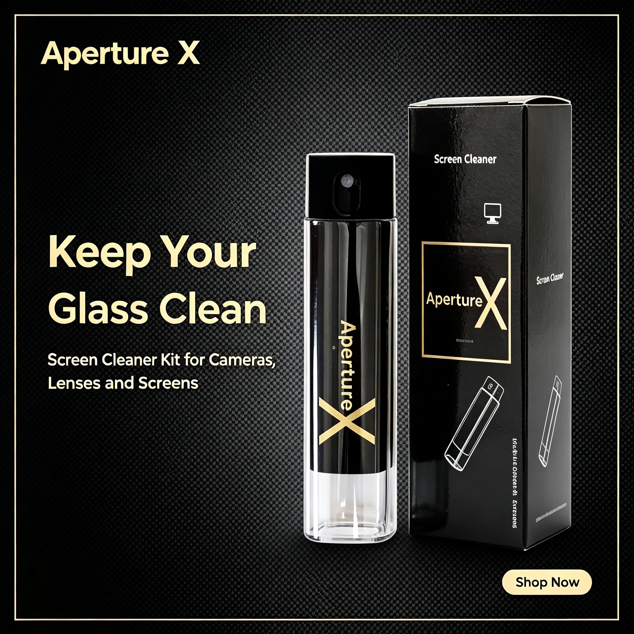 ApertureX Lens & Screen Cleaner Kit | Professional Cleaning Spray for Photographers