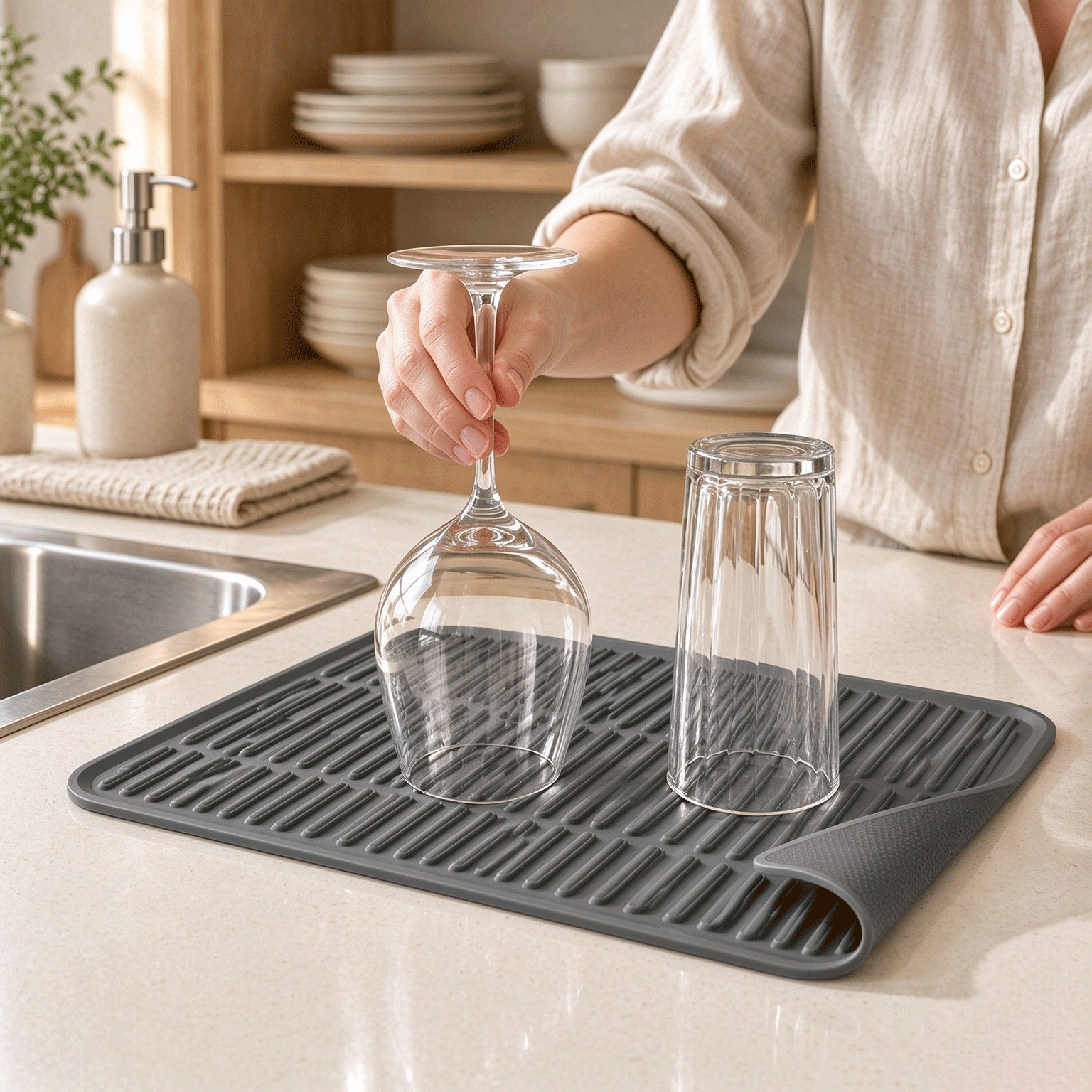 Non Slip Quick Dry Kitchen Counter Drain Filter Protection Mat