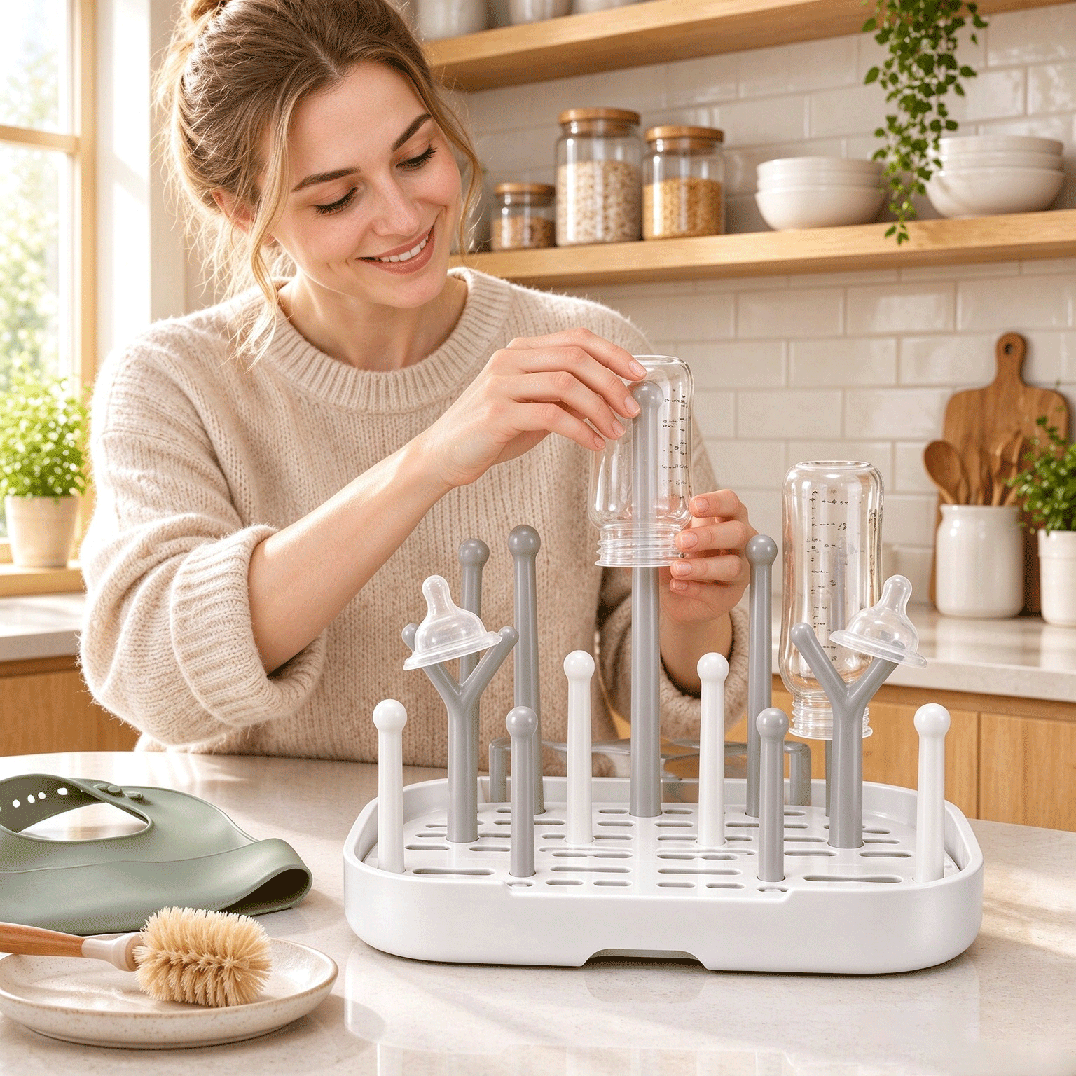 Ventilated Drying Rack Safe Holder For Baby Feeding Bottle Set
