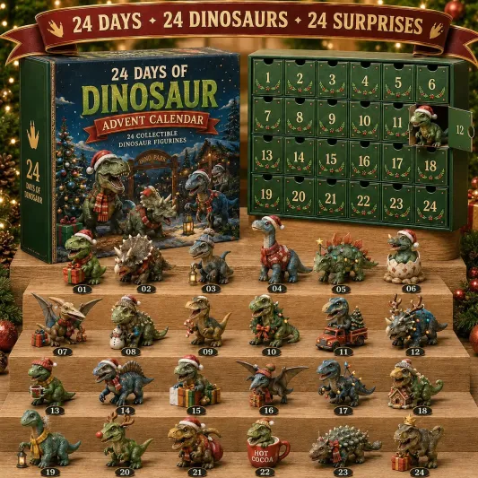24 Days of Dinosaur Christmas Advent Calendar – 24 Collectible Dino Figurines &amp; Holiday Surprises