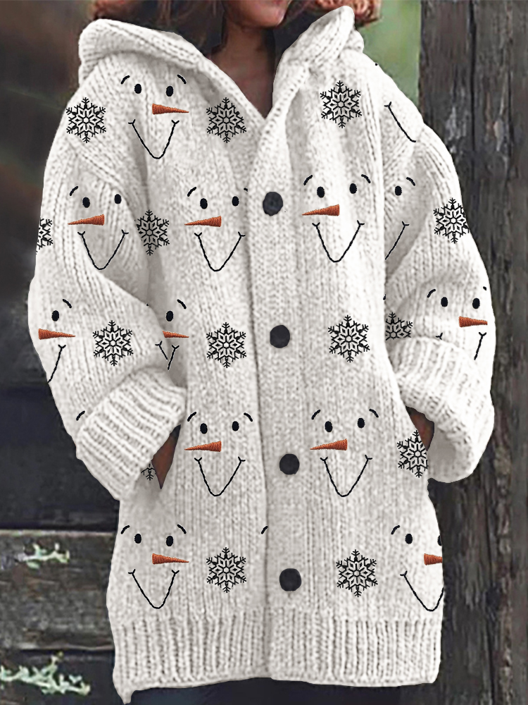 Va Address Patterns Snowman Faces & Snowflakes Embroidery Pattern Cozy Hooded Cardigan ...