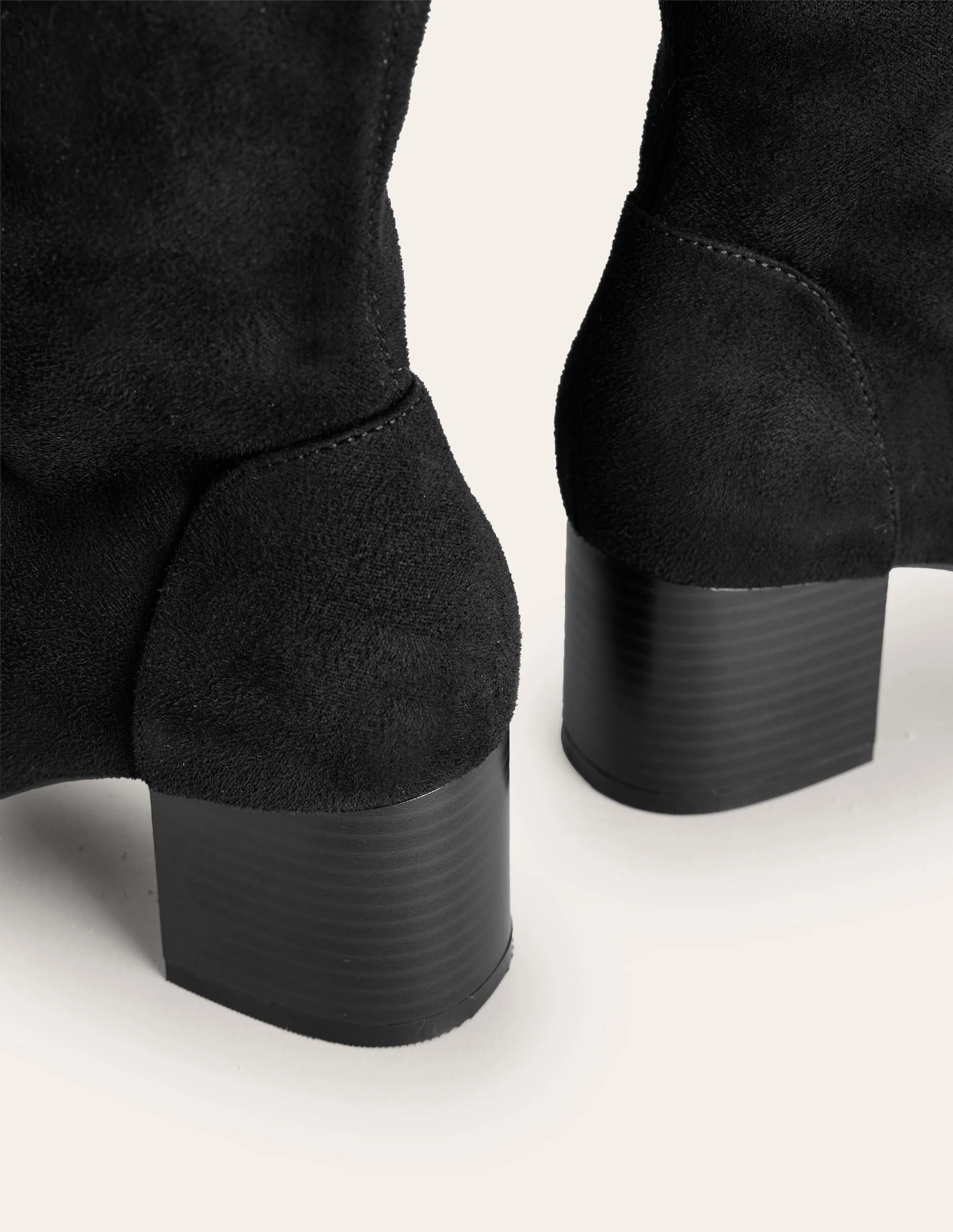 Stretch Knee Heel Boots-Black