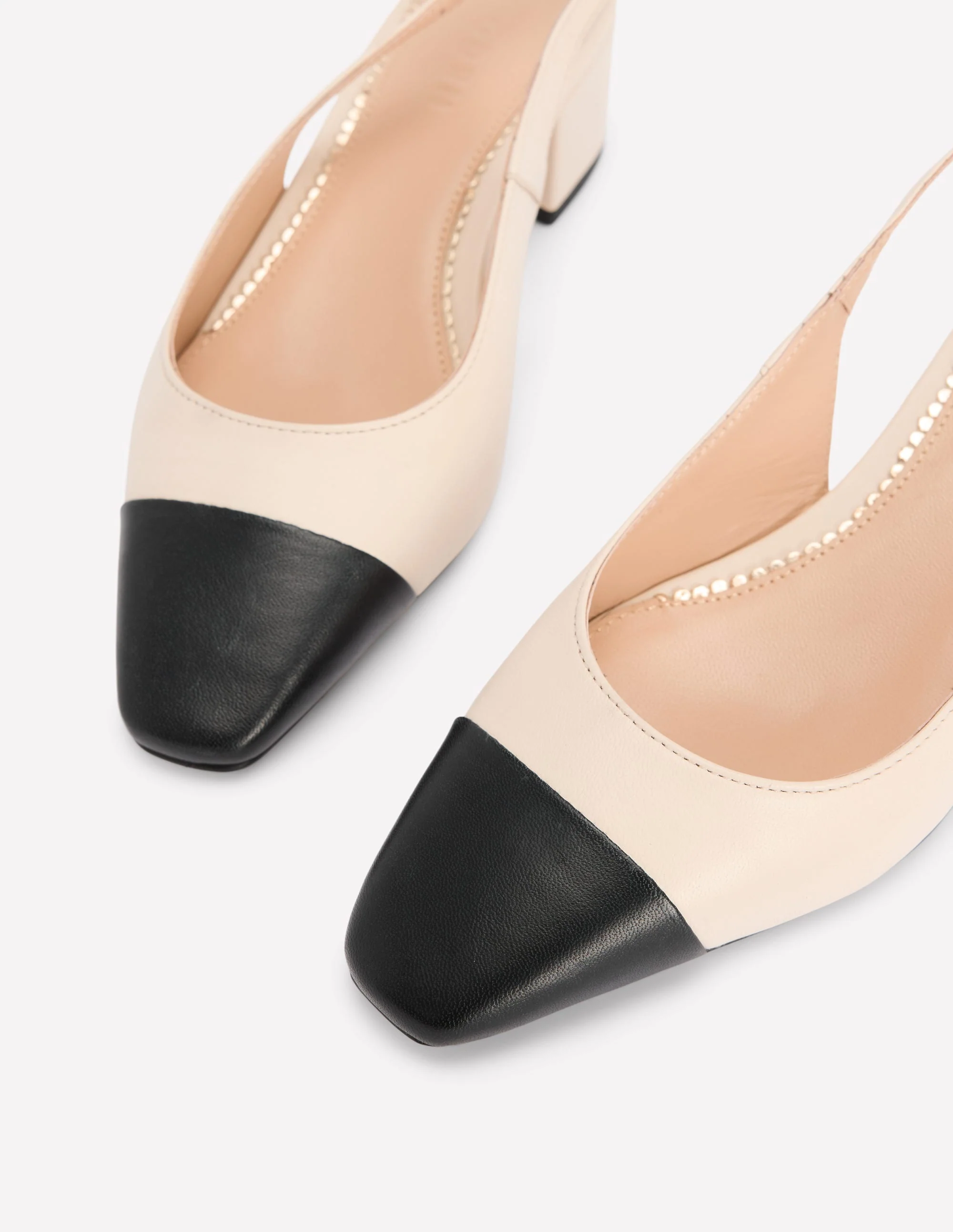 Block Heel Slingbacks-Ecru