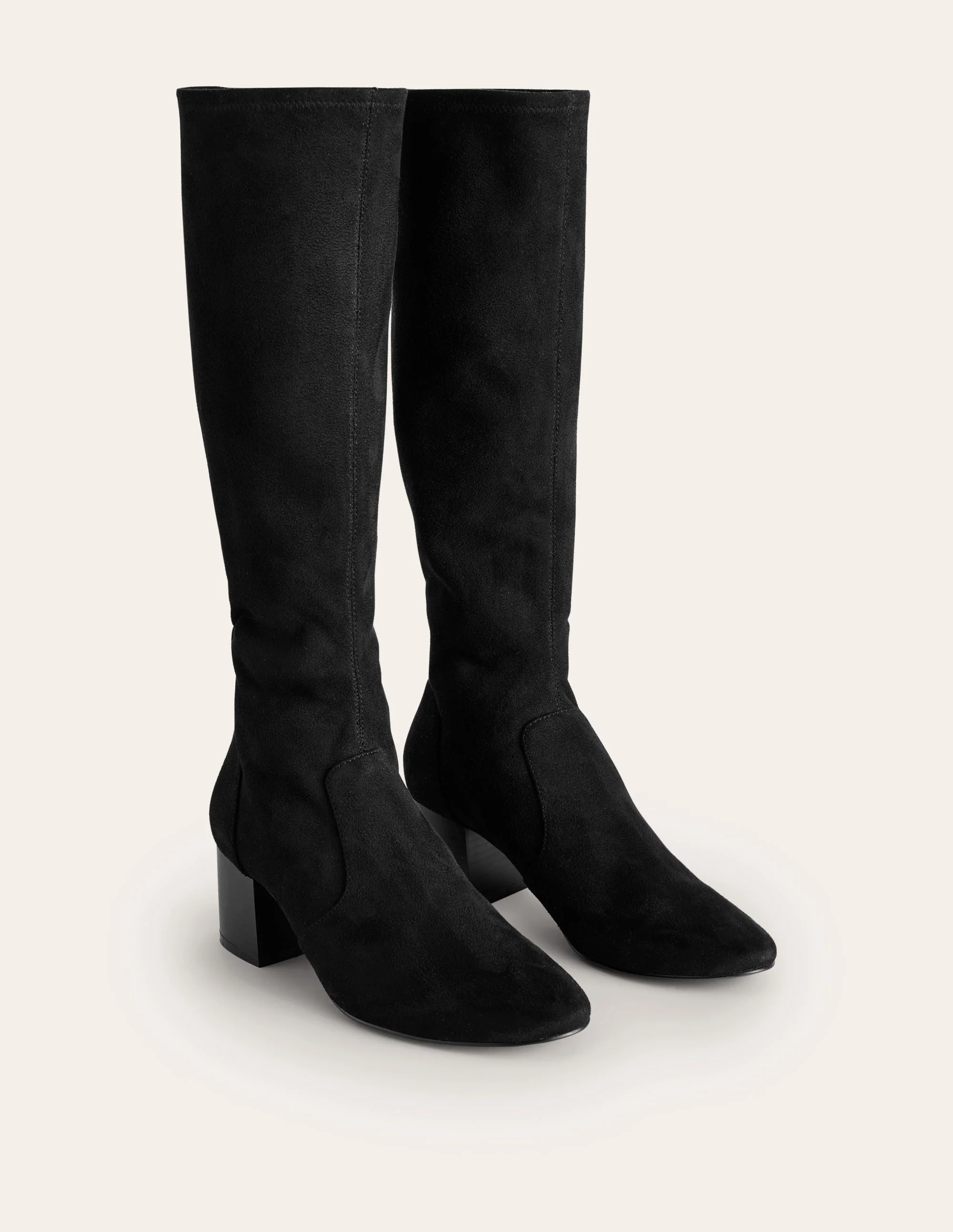 Stretch Knee Heel Boots-Black