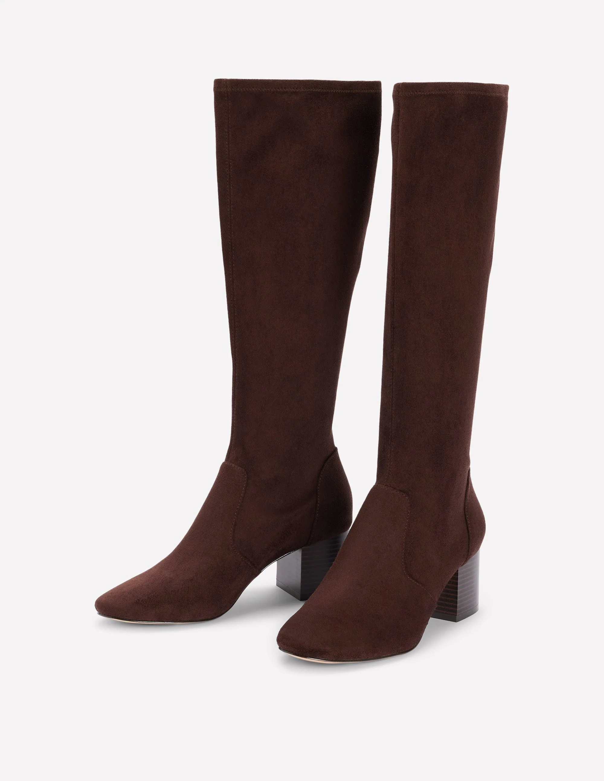 Stretch Knee Heel Boots-Chocolate