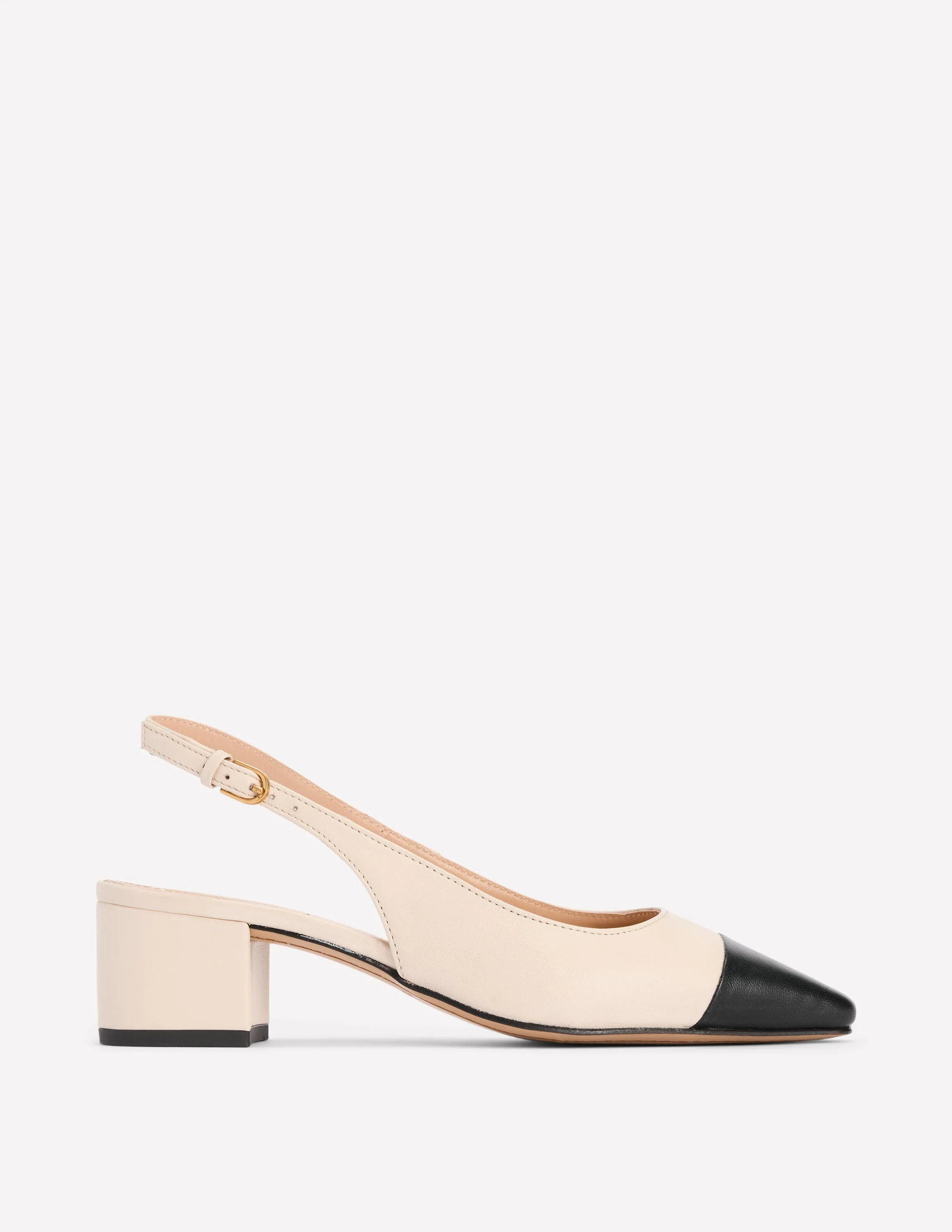 Block Heel Slingbacks-Ecru