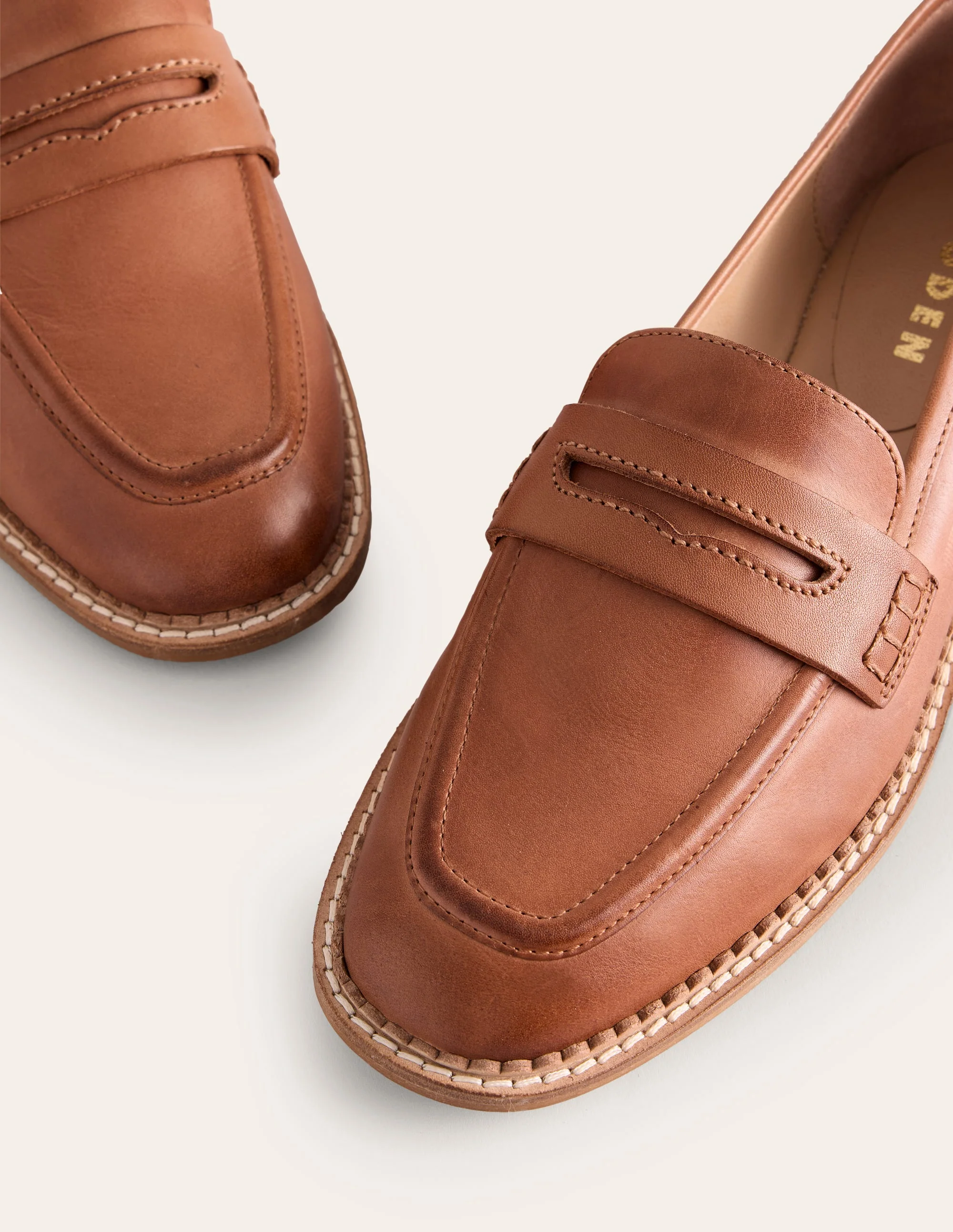 Loafers-Tan Burnished Leather