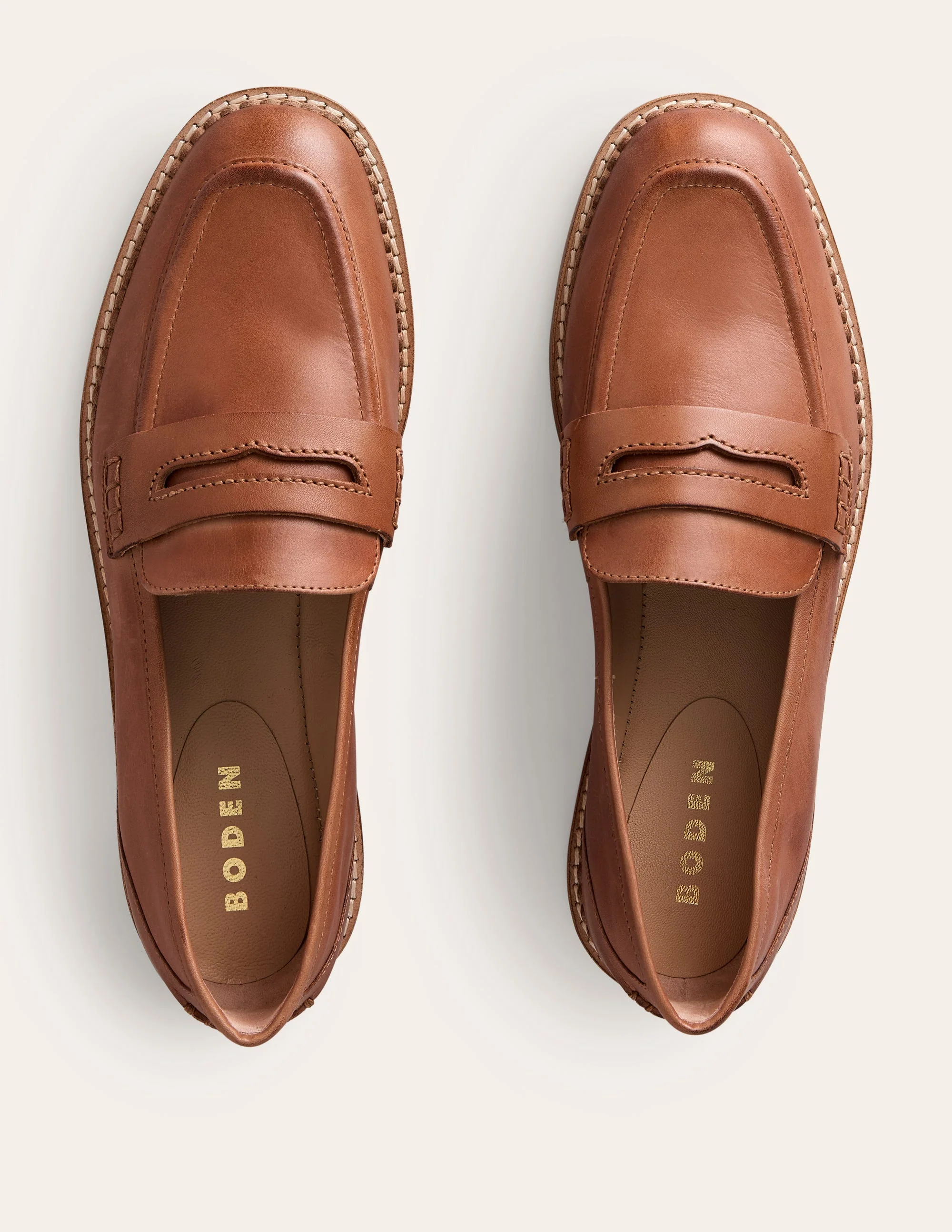 Loafers-Tan Burnished Leather