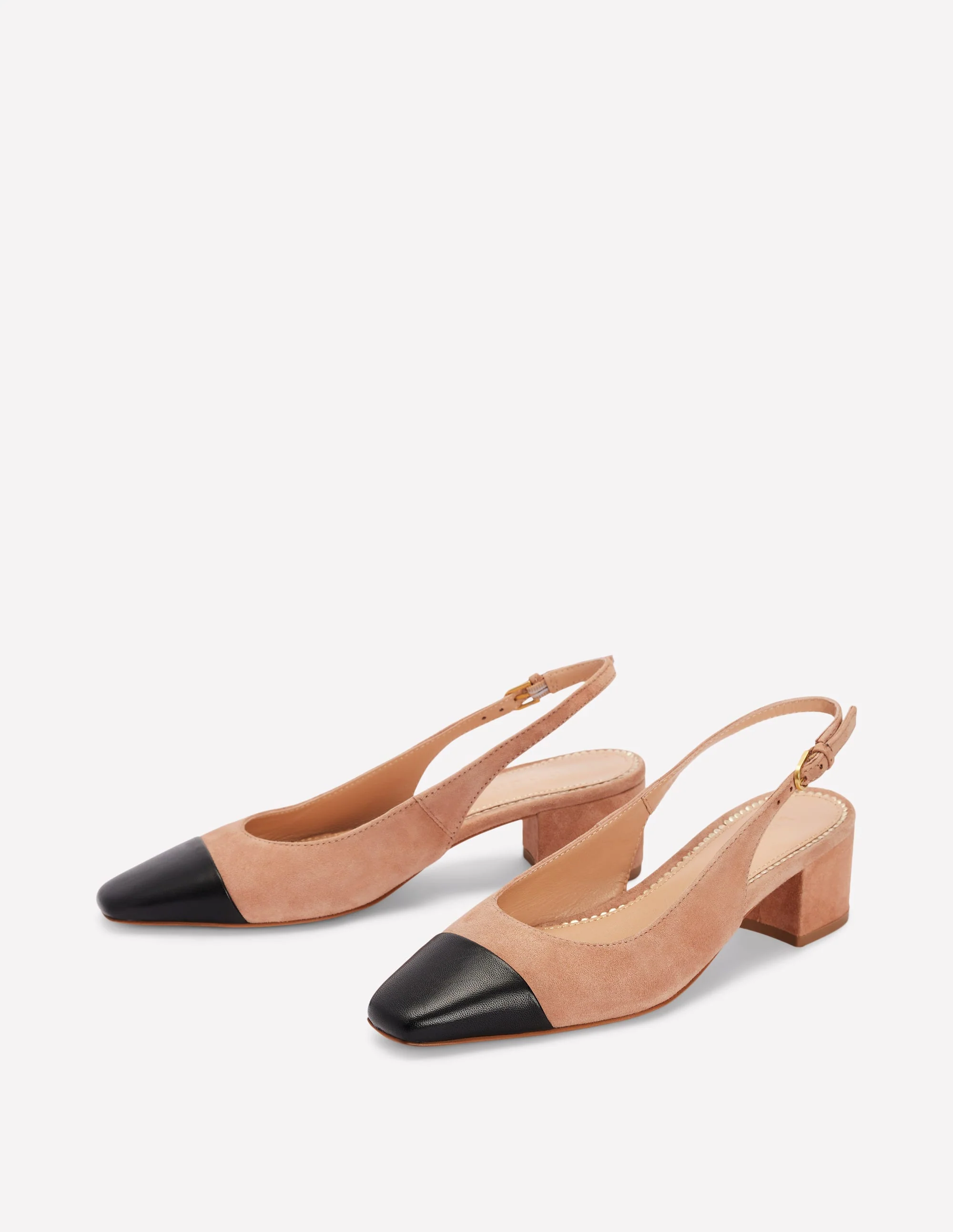 Block Heel Slingbacks-Latte Suede