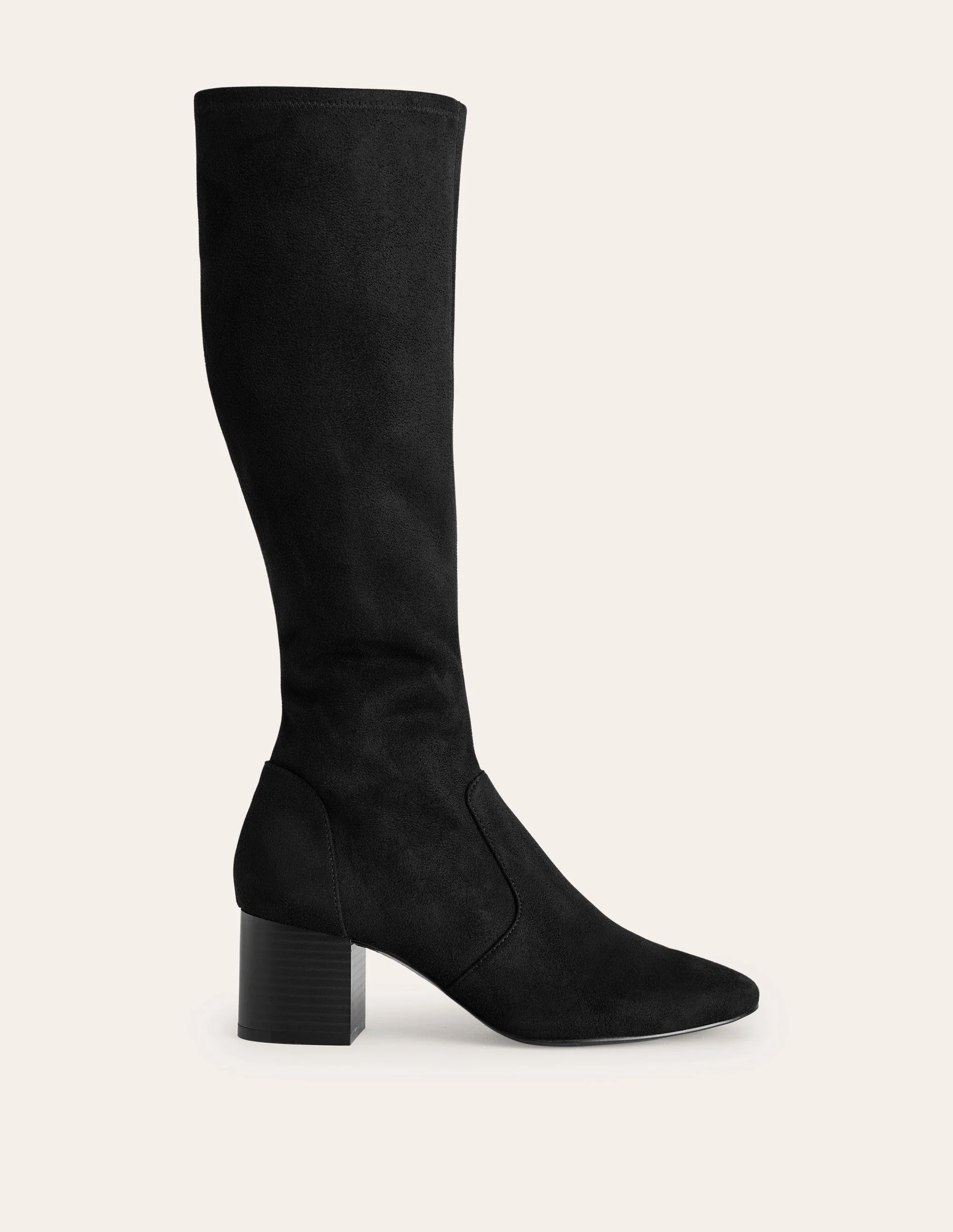 Stretch Knee Heel Boots-Black