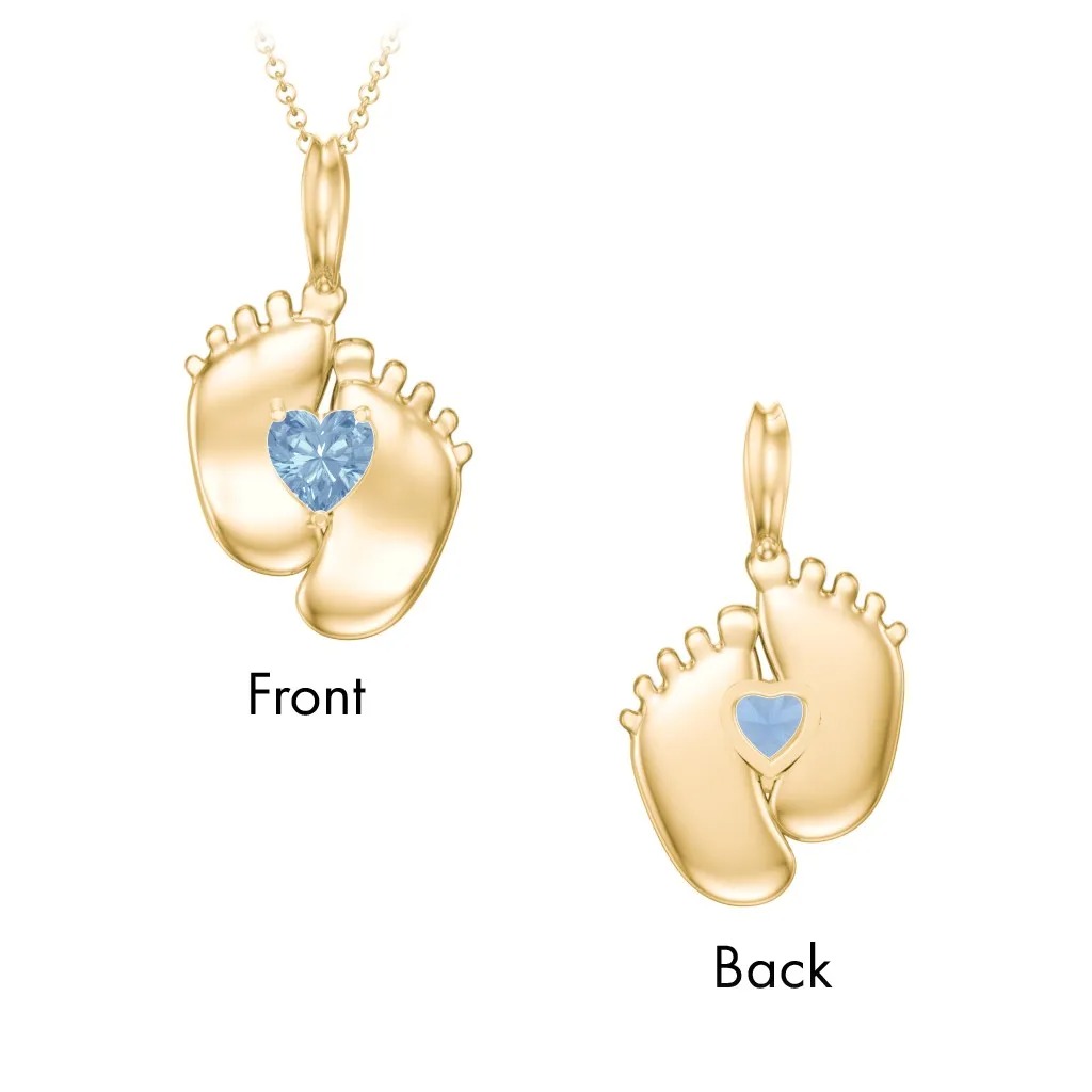 Baby Feet Birthstone Pendant