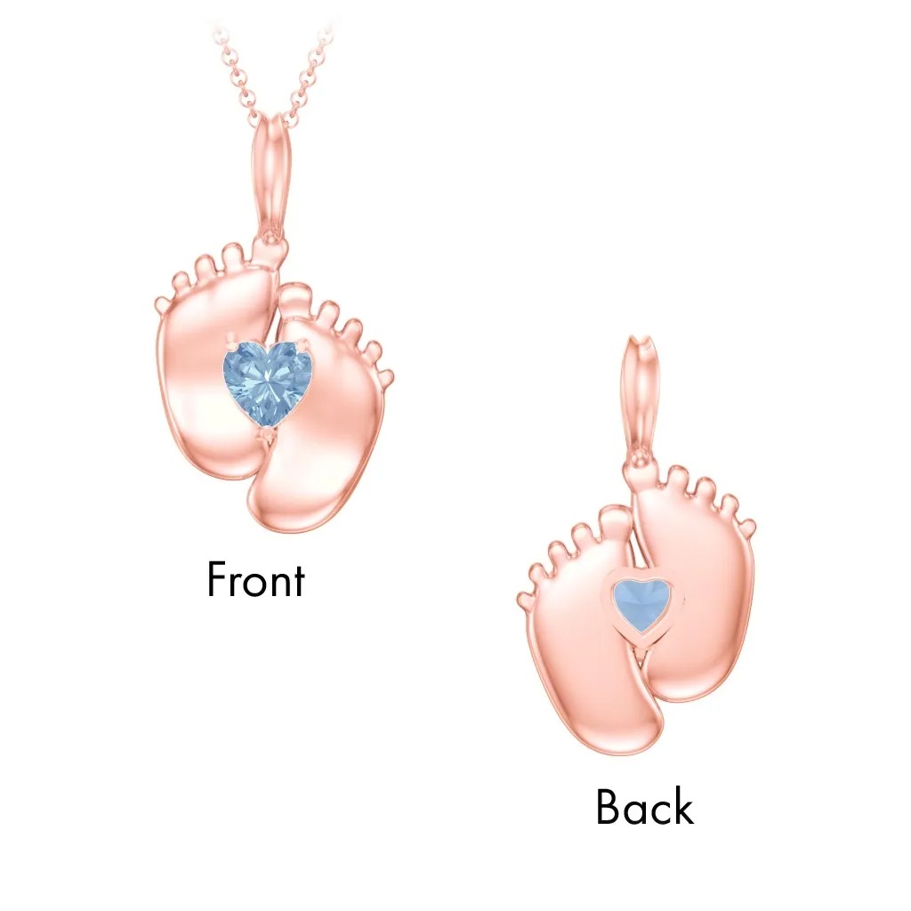 Baby Feet Birthstone Pendant