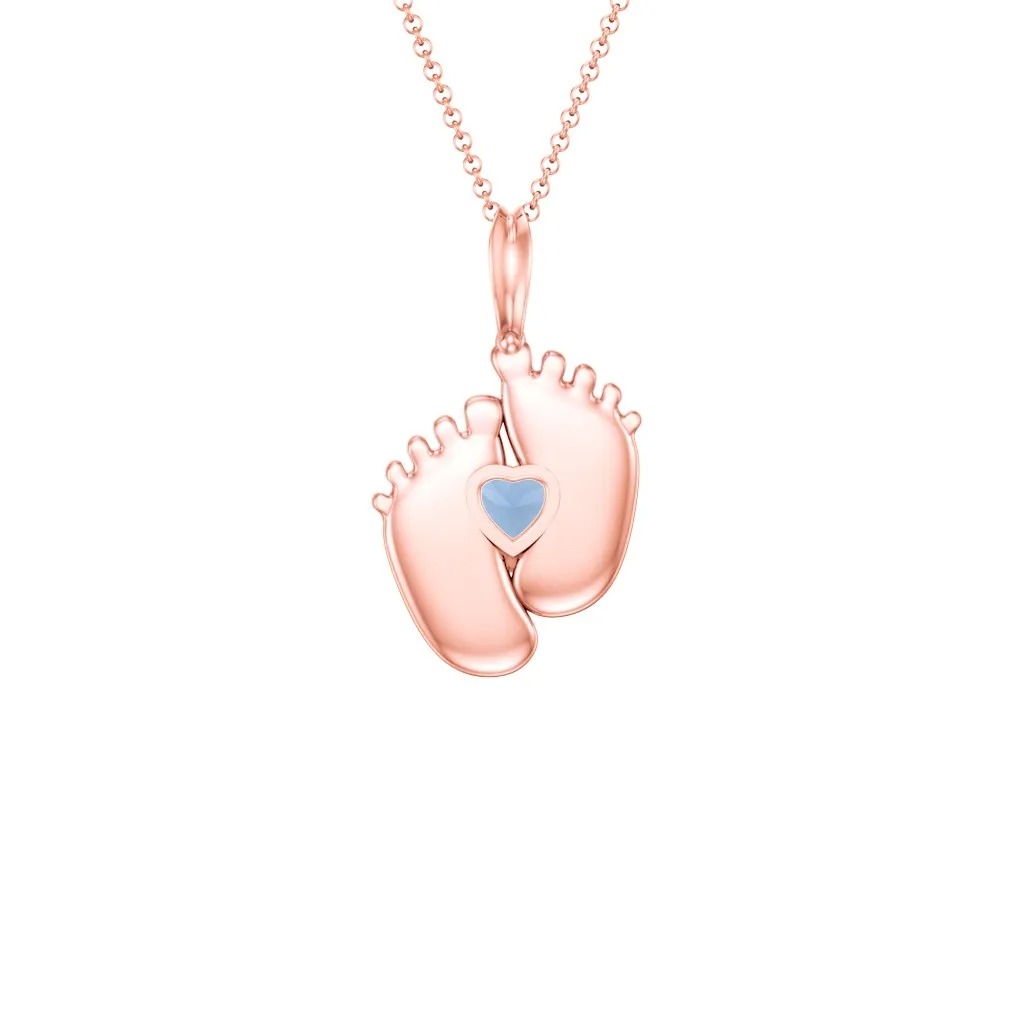 Baby Feet Birthstone Pendant