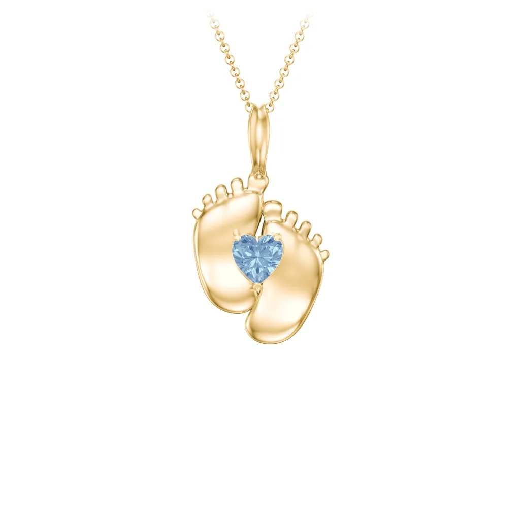 Baby Feet Birthstone Pendant
