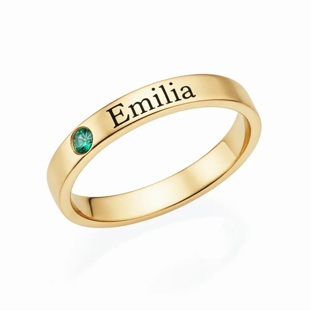Stackable Birthstone Name Ring