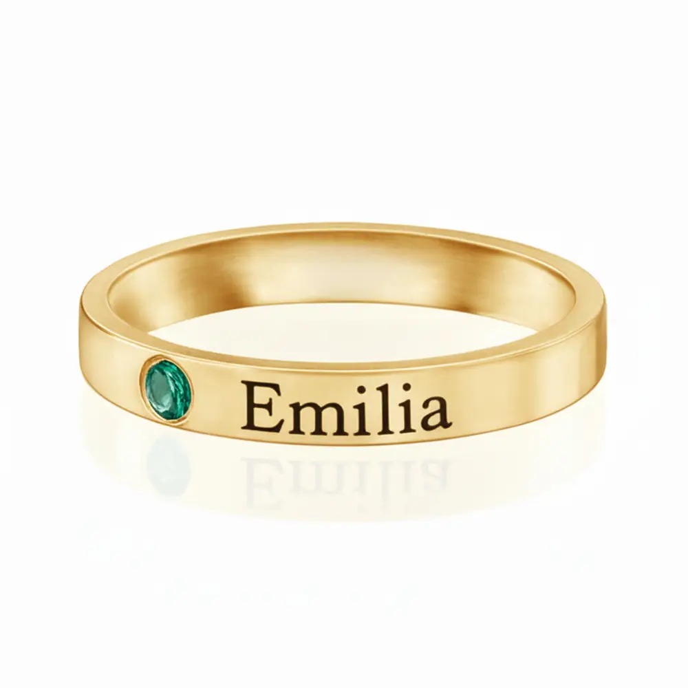 Stackable Birthstone Name Ring