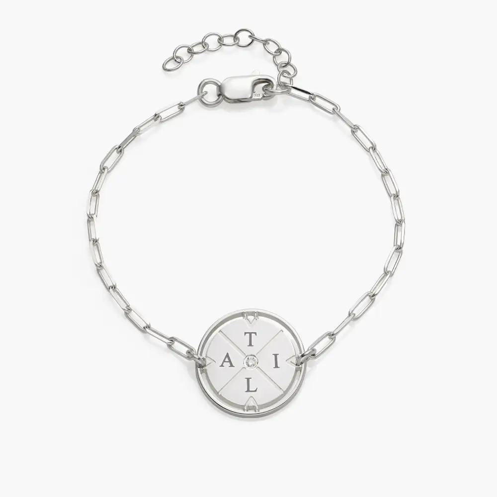 Engraved Compass Initial Bracelet