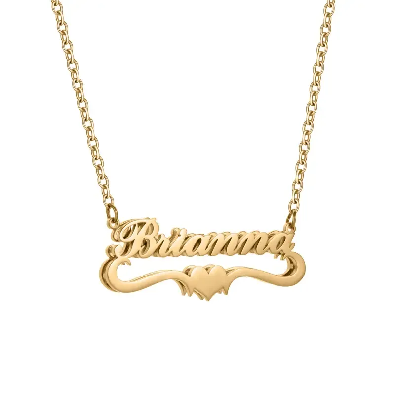 Double Layer Heart Name Necklace