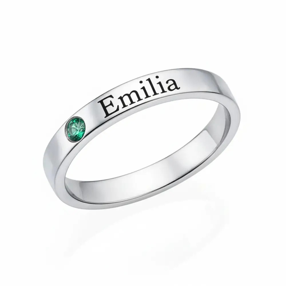 Stackable Birthstone Name Ring