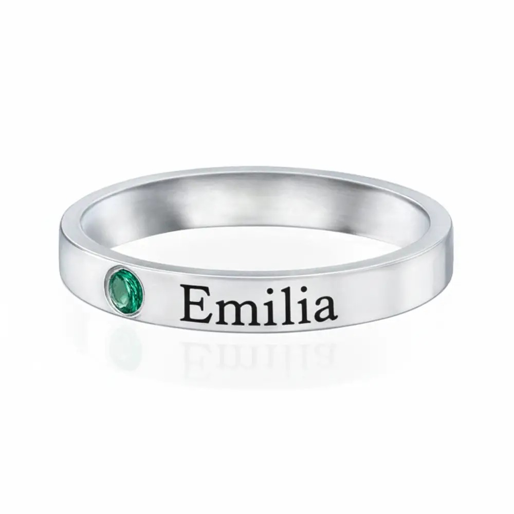 Stackable Birthstone Name Ring