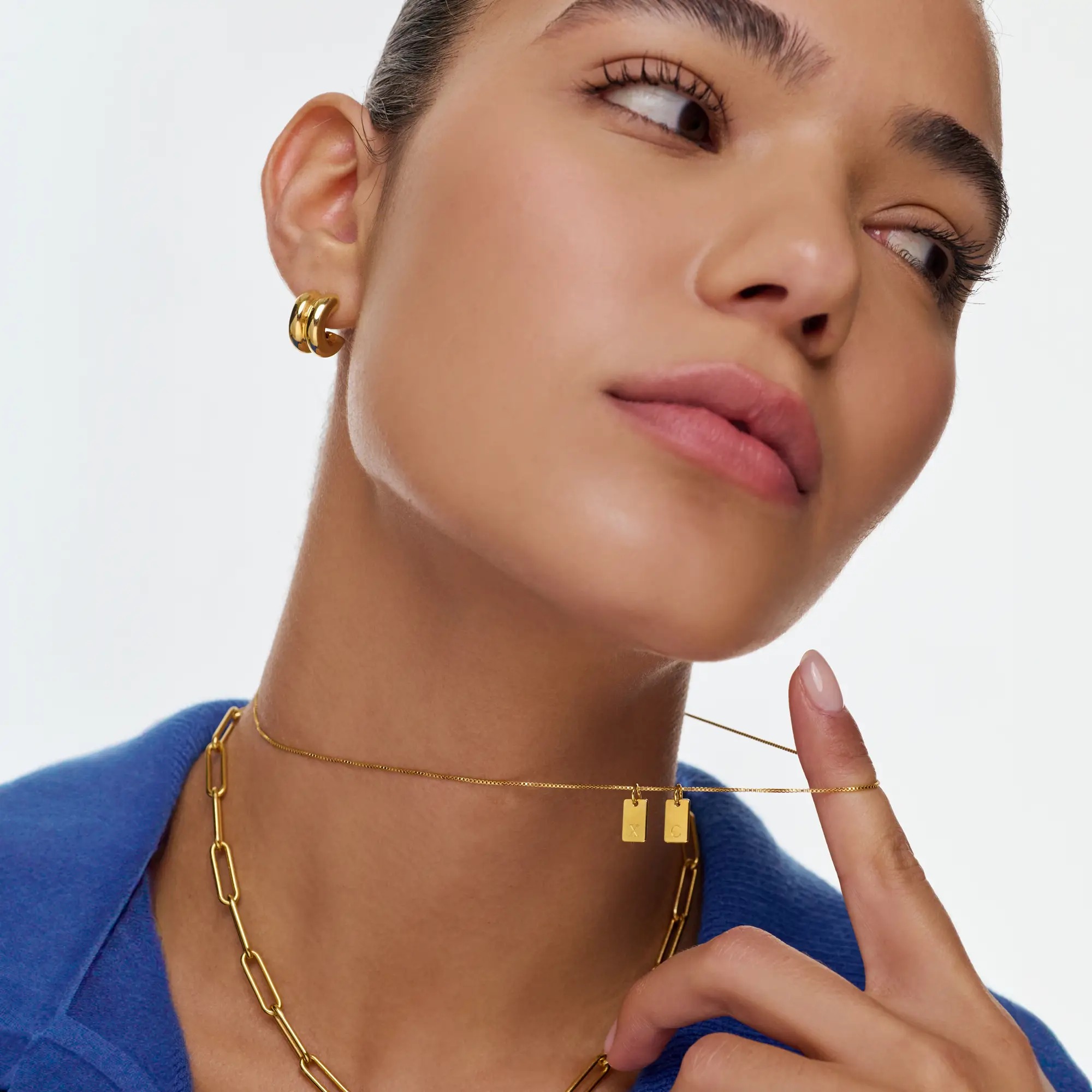 Willow Tag Initial Necklace Gold Vermeil